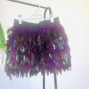 Custom made feather mini skirt